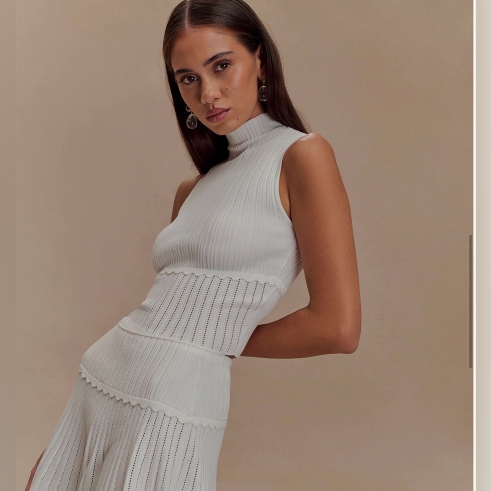 Meshki Pointelle Knit Top - Ivory BRAND NEW Size L